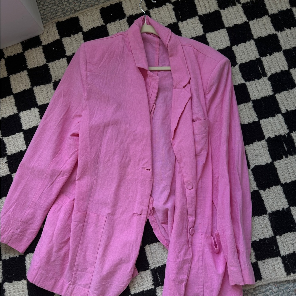 Storets Linen Pink Oversized Blazer